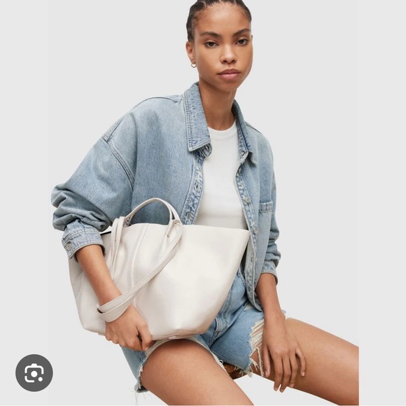 Allsaints Odette Leather Tote in Black Shine Leather - Picture 6 of 6